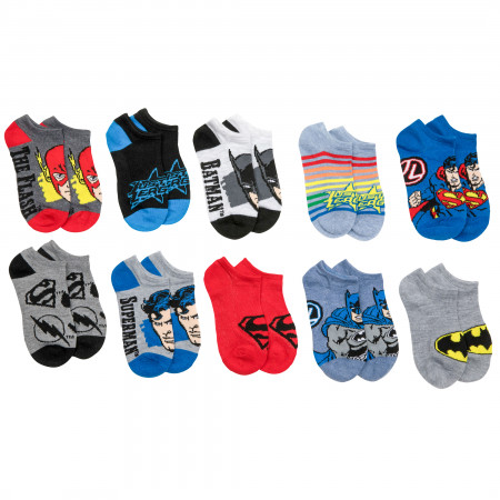 DC Justice League Assorted Boy's No Show Socks 10-Pack